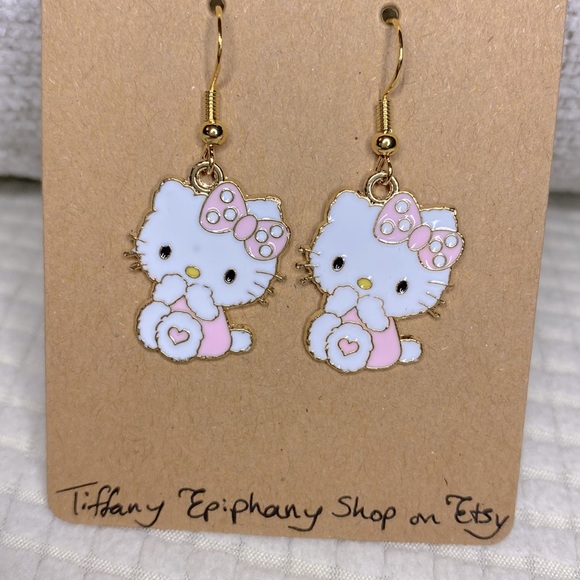 Hello Kitty Inspired Pink Hello Kitty Earrings NWT - Picture 3 of 3